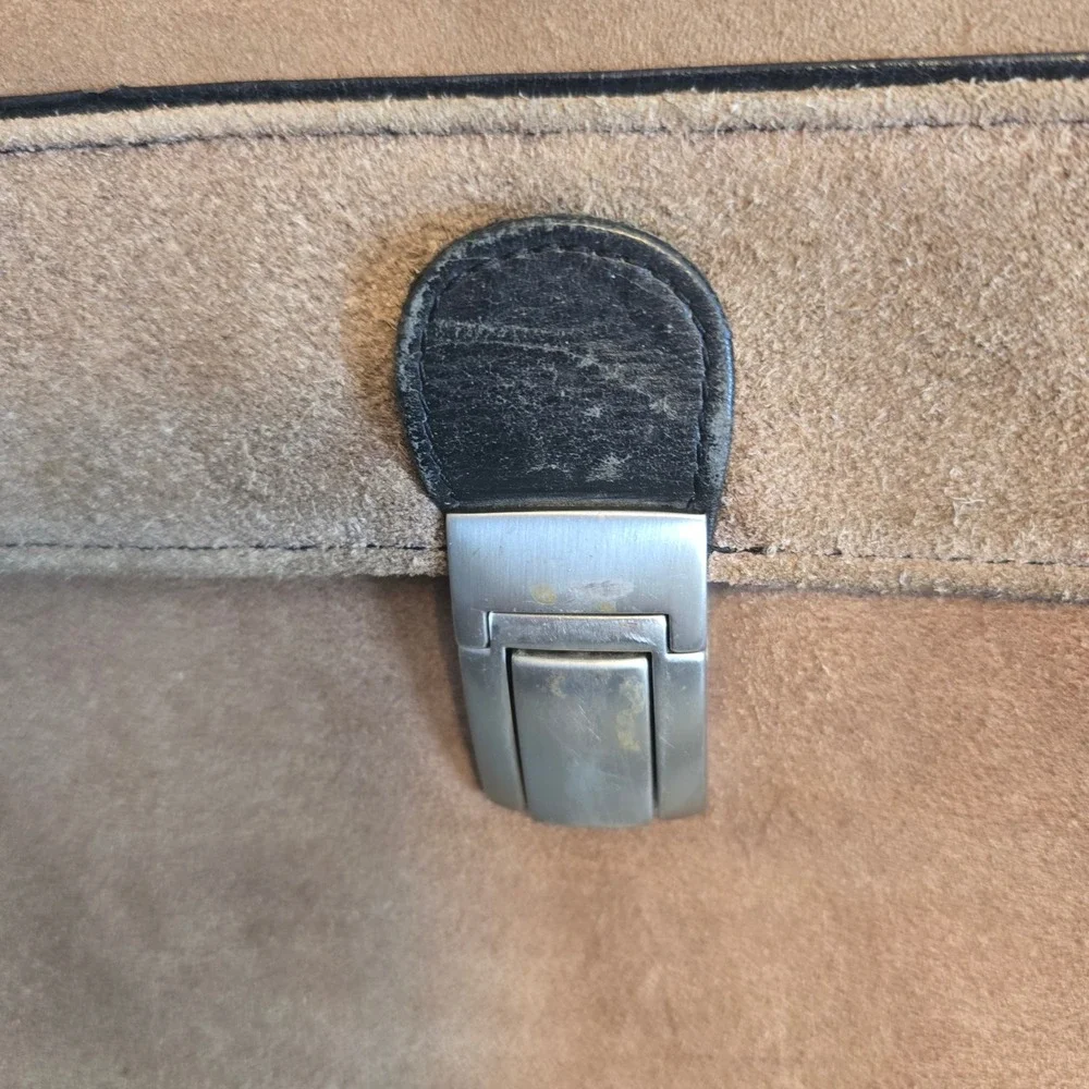 Stetson Mens Suede Leather Briefcase Tan Brown Laptop Messenger Bag‎ Vintage